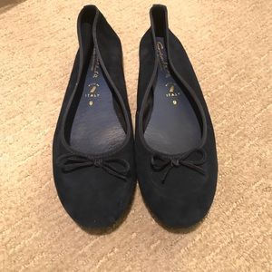 Blue suede leather flats